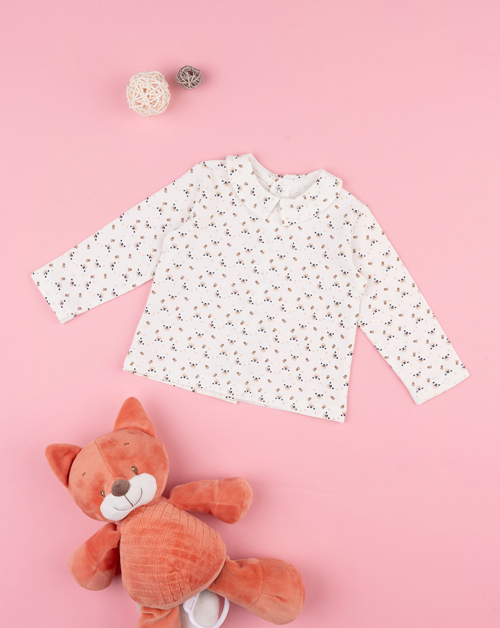 βρεφικό μπλουζάκι λευκό με αρκουδάκια για αγόρι 702244 - Prénatal