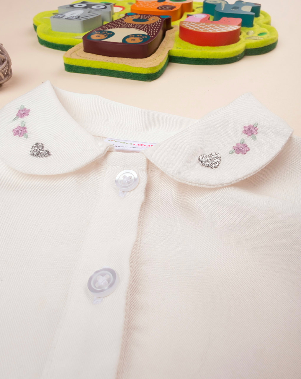 βρεφικό πουκάμισο λευκό με λουλούδια για κορίτσι - Prénatal