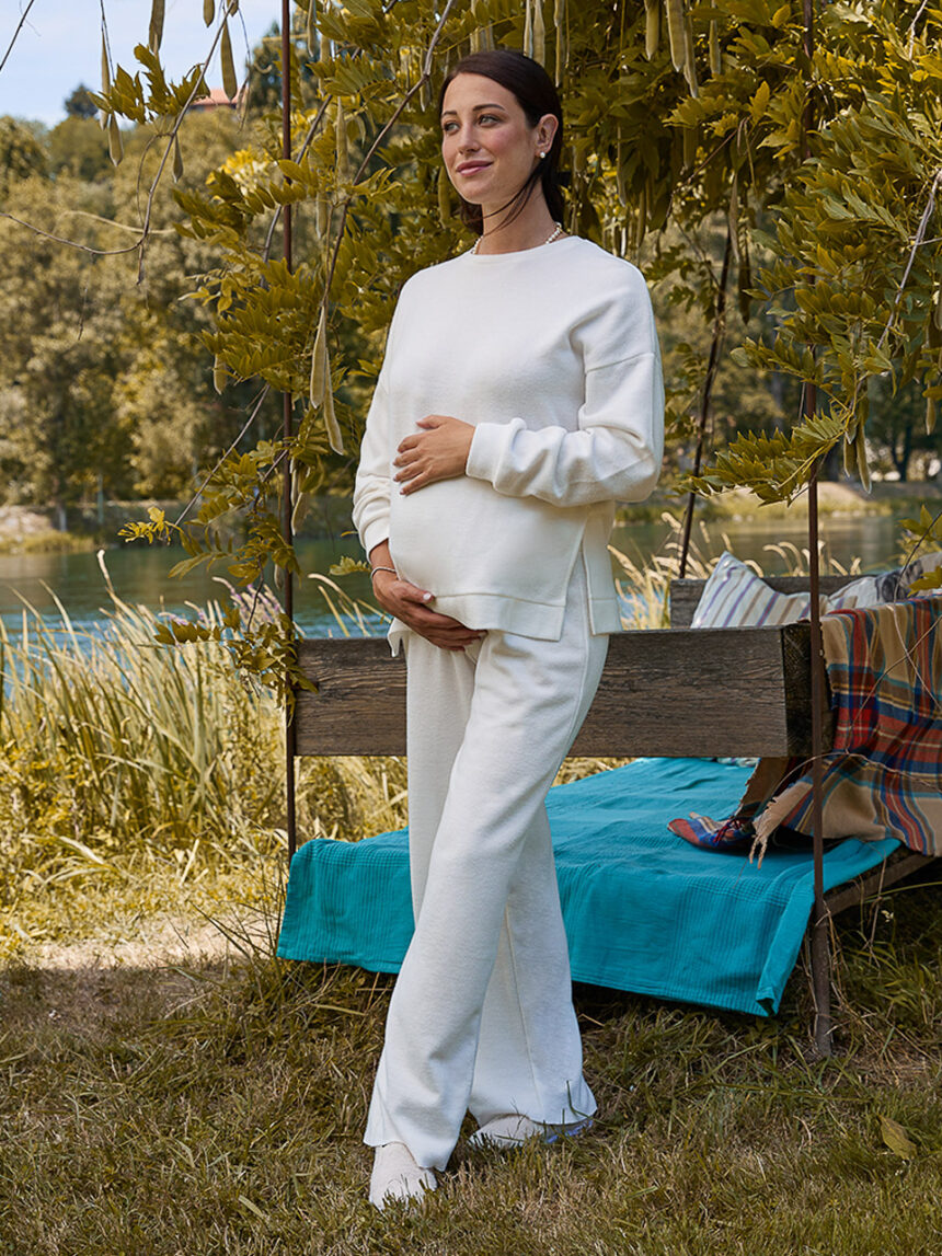 γυναικείο πουλόβερ εγκυμοσύνης λευκό - Prénatal
