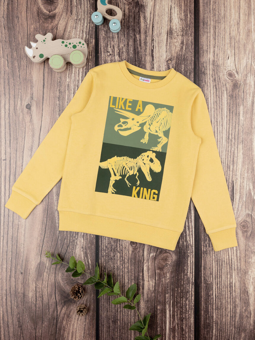 παιδική μπλούζα φούτερ κίτρινη με δεινόσαυρους για αγόρι - Prénatal