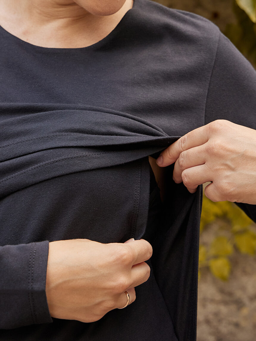 γυναικεία μπλούζα εγκυμοσύνης/θηλασμού μαύρη - Prénatal
