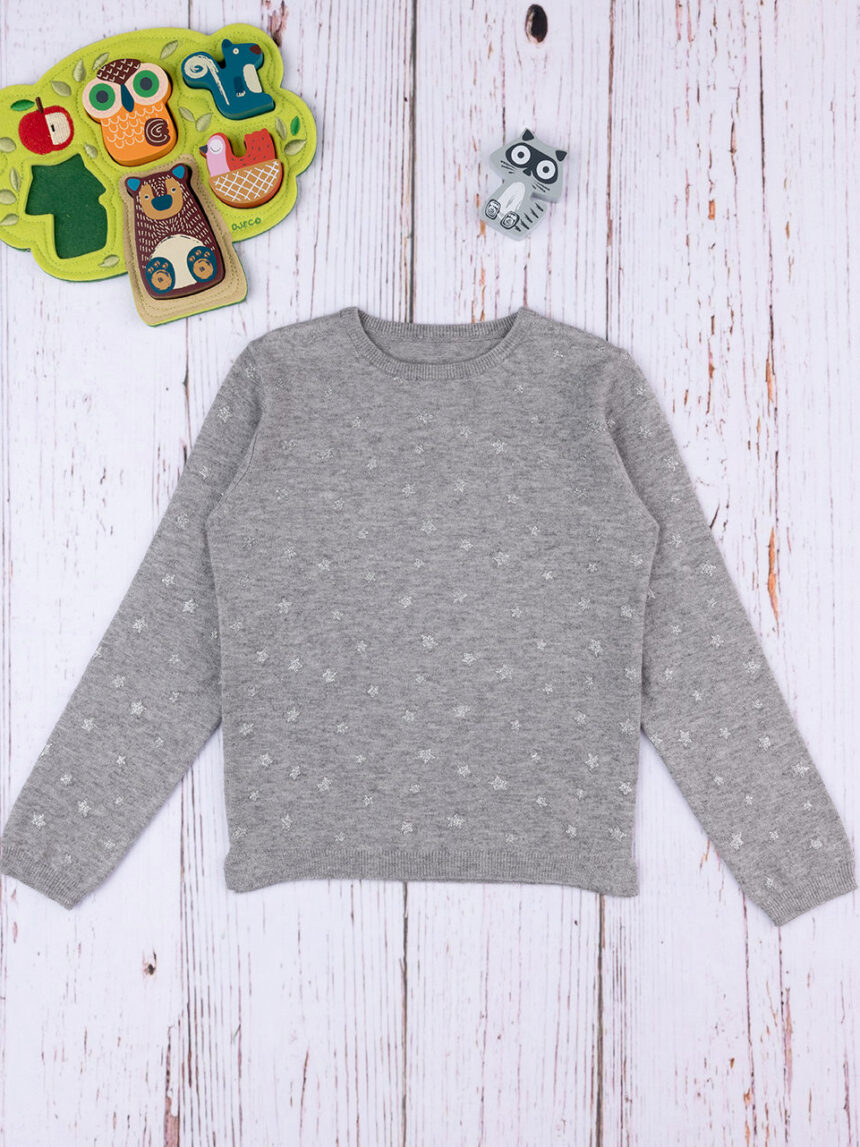 παιδικό πουλόβερ γκρι με αστεράκια για κορίτσι - Prénatal
