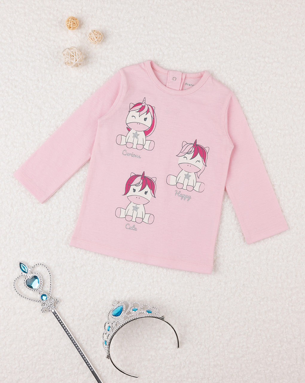 βρεφική μπλούζα ροζ με μονόκερους για κορίτσι - Prénatal