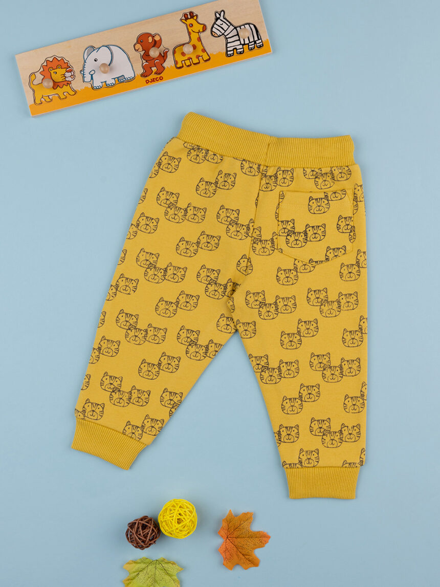 βρεφικό παντελόνι φόρμας κίτρινο με τιγράκια για αγόρι - Prénatal