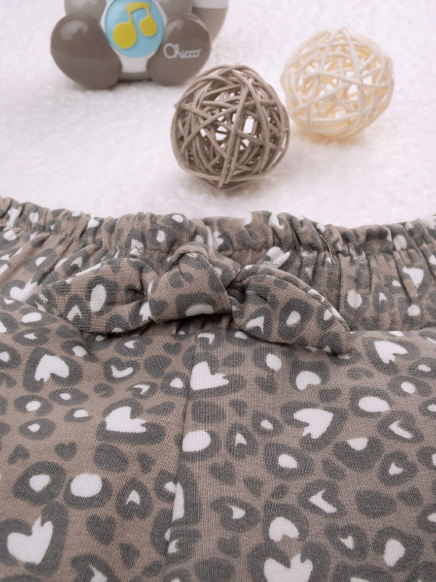 βρεφικό παντελόνι φούτερ καφέ animal print για κορίτσι - Prénatal