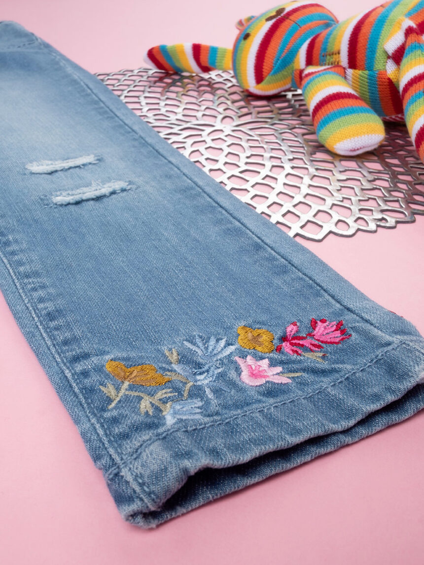 παιδικό τζιν παντελόνι με λουλούδια για κορίτσι - Prénatal