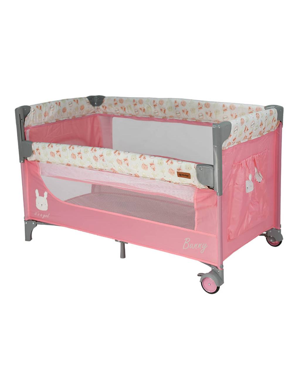 Bebe stars παρκοκρέβατο animal 2 levels & adjustable rail bunny - Bebe Stars