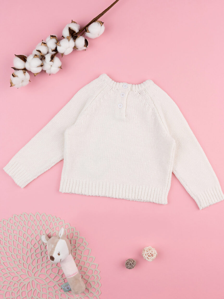 βρεφικό πουλόβερ λευκό με λαγουδάκι για κορίτσι - Prénatal