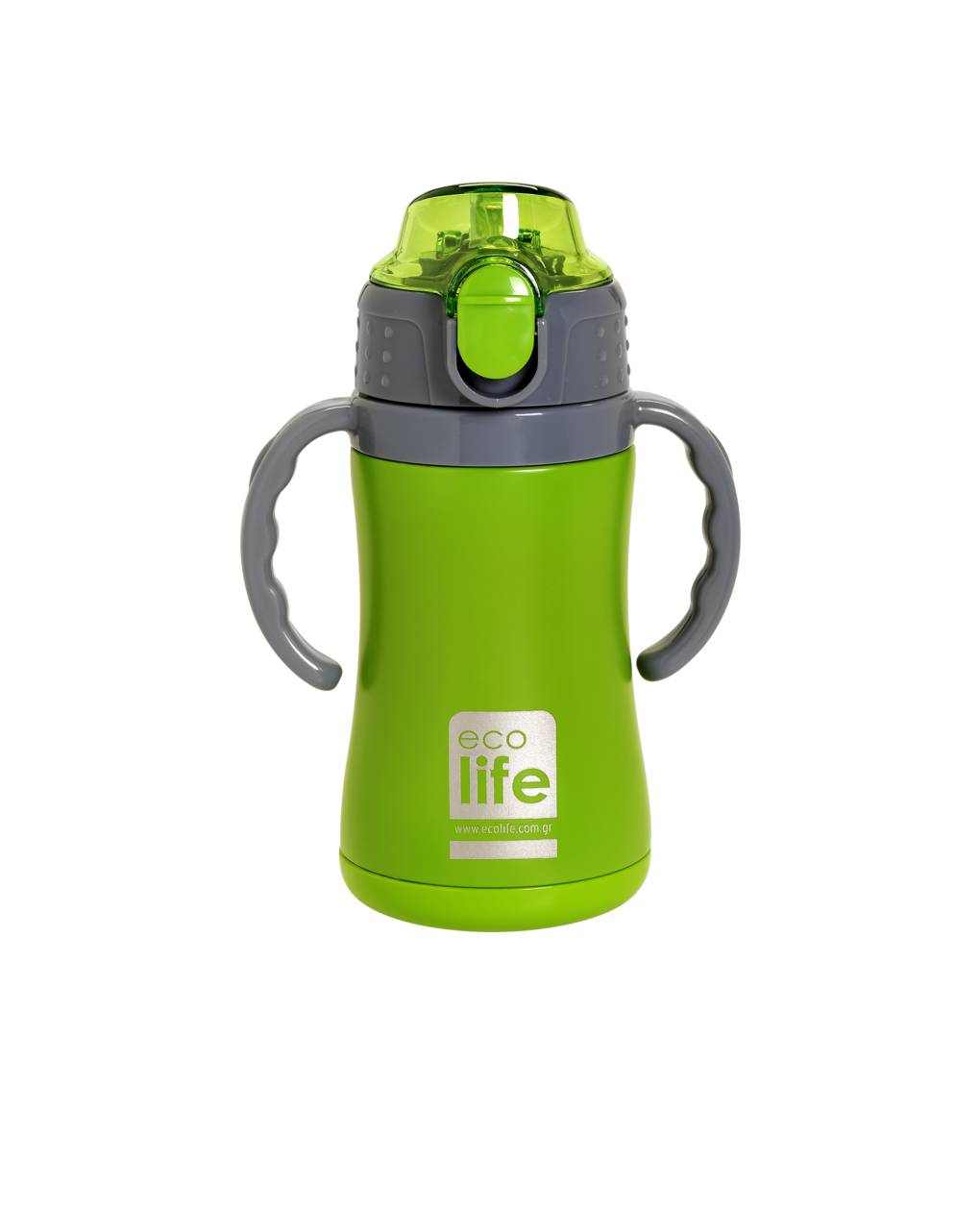 Ecolife ανοξείδωτο παγούρι με καλαμάκι kids thermos σε πράσινο χρώμα 300ml - Ecolife