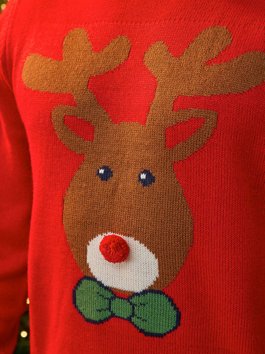 ανδρικό χριστουγεννιάτικο πουλόβερ κόκκινο με τάρανδο - Prénatal