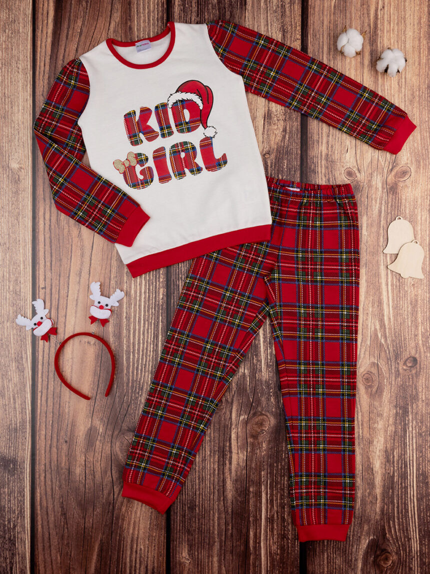 παιδική χριστουγεννιάτικη πιτζάμα kid girl καρό για κορίτσι - Prénatal