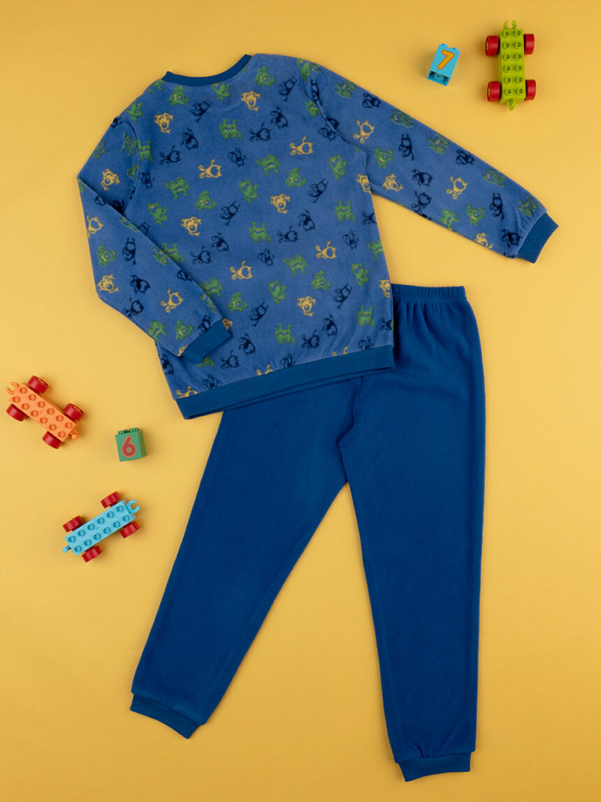 παιδική πιτζάμα σενίλ μπλε με τερατάκια για αγόρι - Prénatal