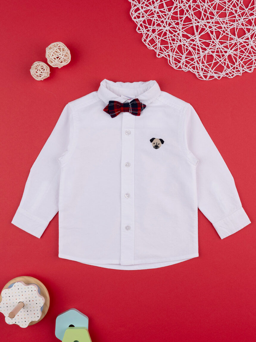 βρεφικό πουκάμισο λευκό με αρκουδάκι για αγόρι - Prénatal