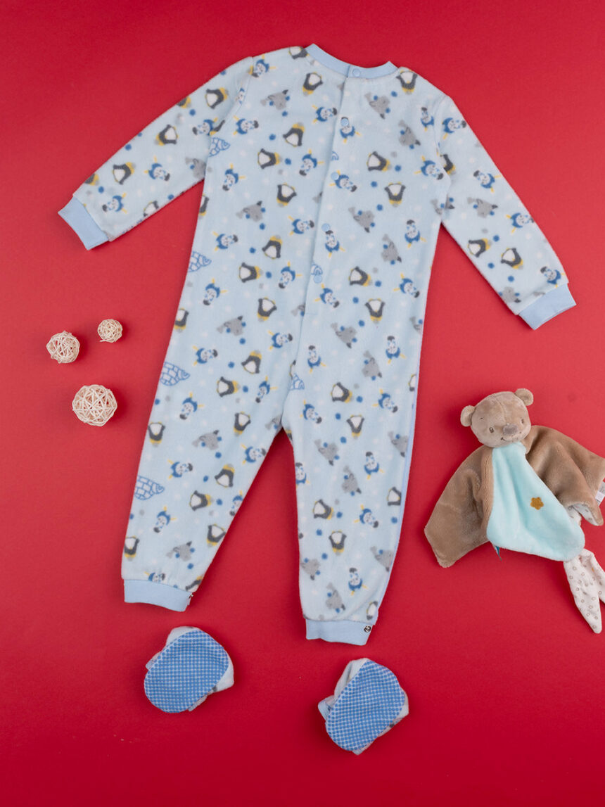 βρεφική ολόσωμη πιτζάμα γαλάζια με πολικά αρκουδάκια για αγόρι - Prénatal