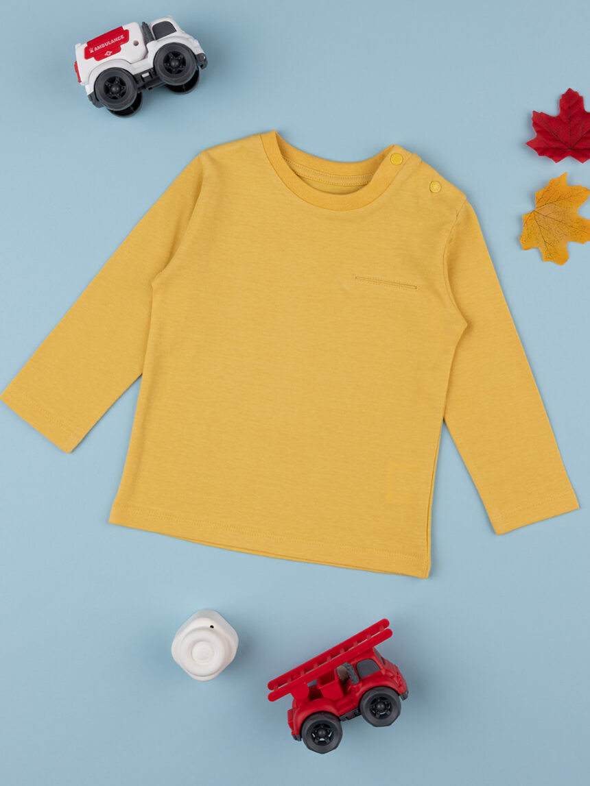 βρεφική μπλούζα κίτρινη με τσέπη για αγόρι - Prénatal
