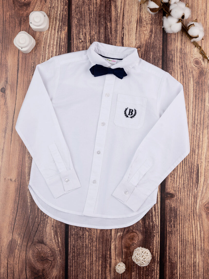 παιδικό πουκάμισο λευκό με παπιγιόν για αγόρι - Prénatal