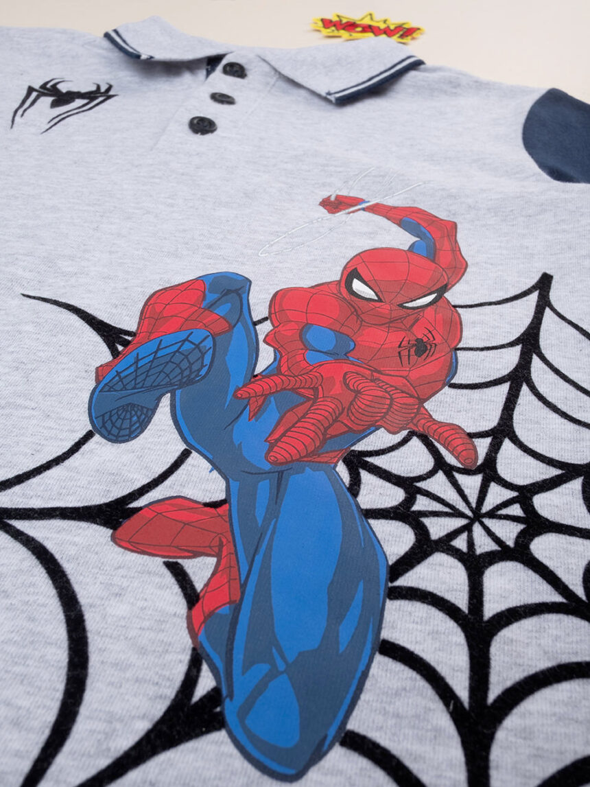 παιδική μπλούζα πόλο γκρι με το spiderman για αγόρι - Prénatal