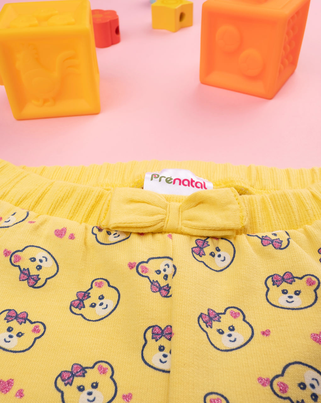 βρεφικό παντελόνι φόρμας κίτρινο με αρκουδάκια για κορίτσι - Prénatal