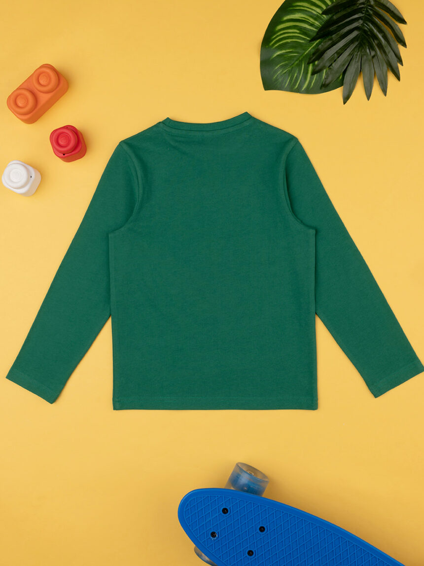 παιδική μπλούζα πράσινη με αρκούδο skater για αγόρι - Prénatal