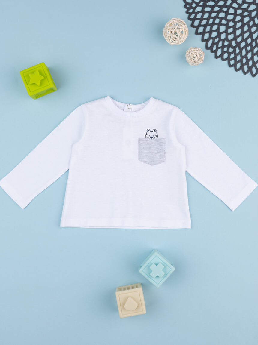 βρεφικό μπλουζάκι λευκό με τιγράκι για αγόρι - Prénatal