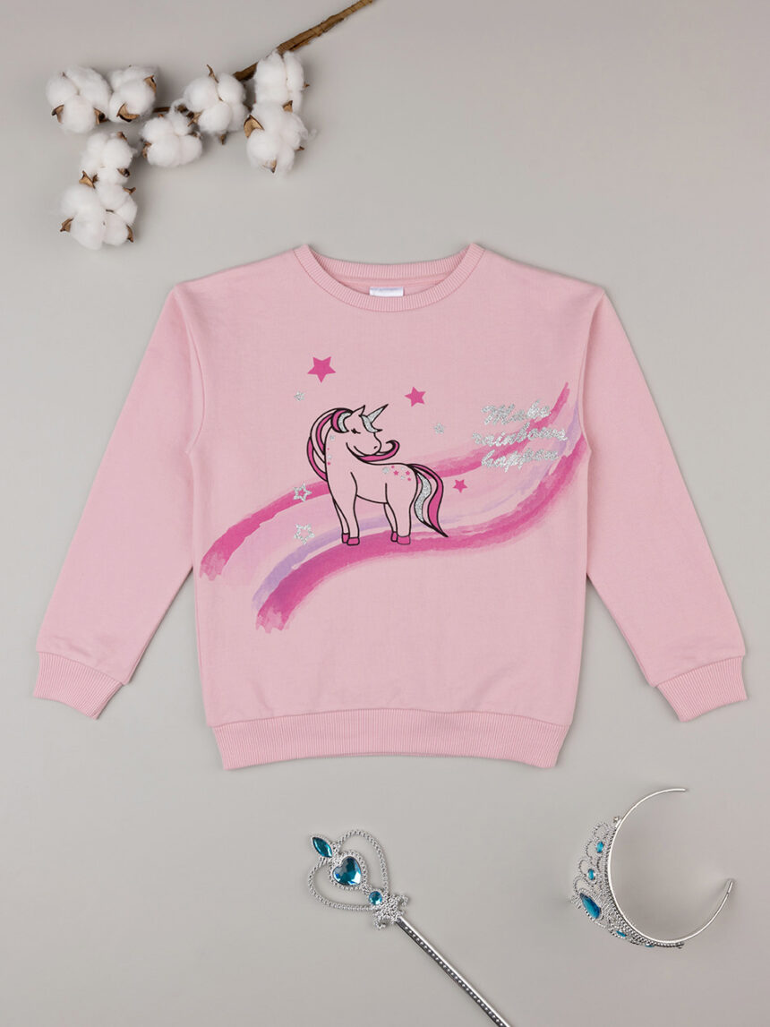 παιδική μπλούζα φούτερ ροζ με μονόκερο για κορίτσι - Prénatal