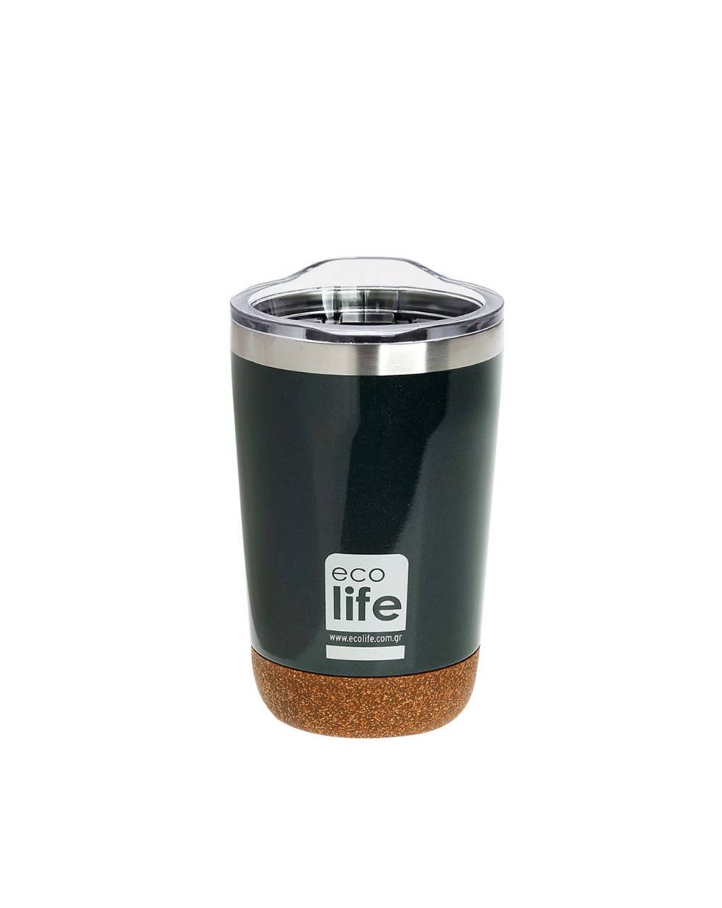 Ecolife coffee cup ποτήρι θερμός dark green 370ml (cork bottom)