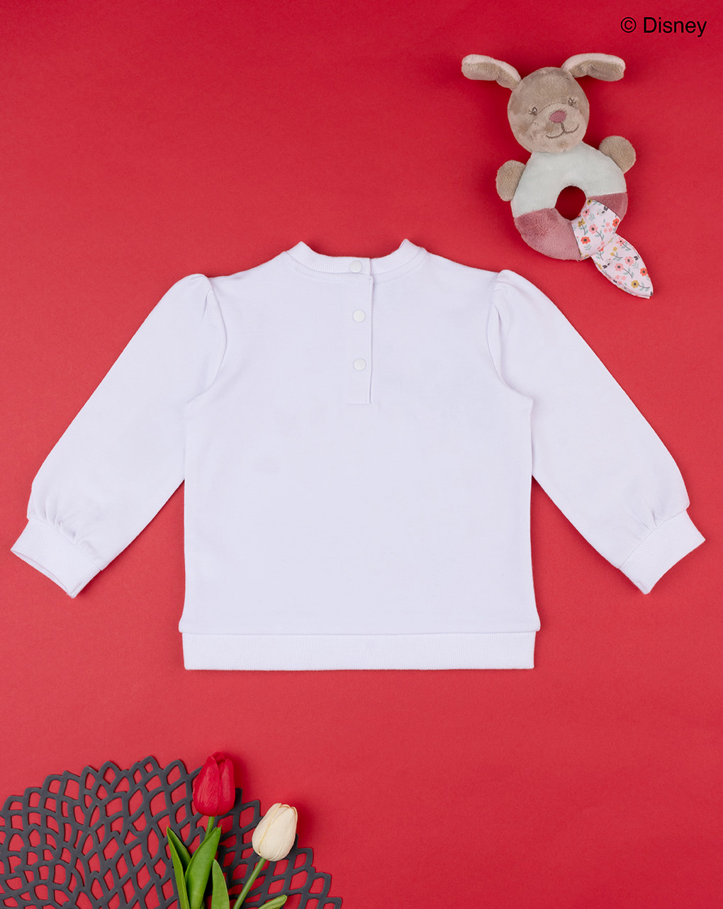 βρεφική μπλούζα φούτερ λευκή με τη minnie για κορίτσι - Prénatal