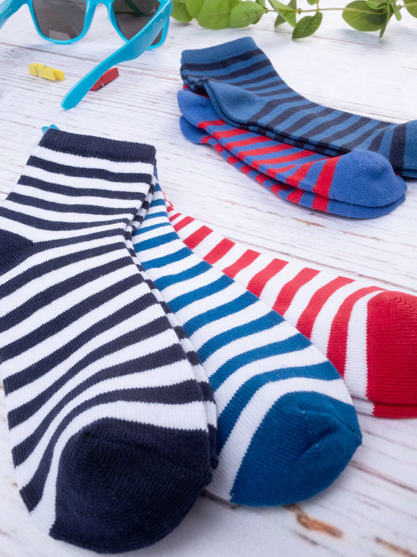 παιδικές κάλτσες ριγέ πακέτο x5 για αγόρι - Prénatal