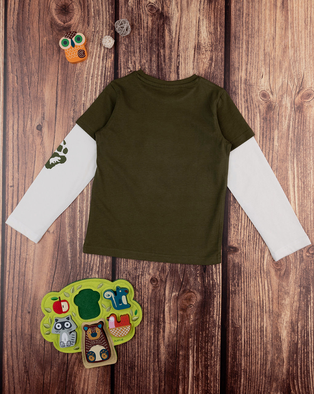 παιδική μπλούζα χακί με λύκο για αγόρι - Prénatal