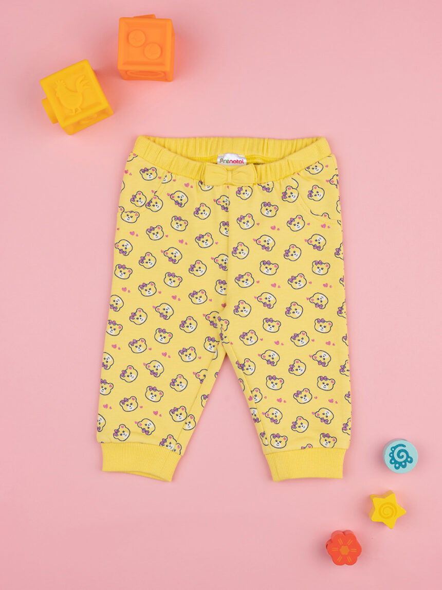 βρεφικό παντελόνι φόρμας κίτρινο με αρκουδάκια για κορίτσι - Prénatal