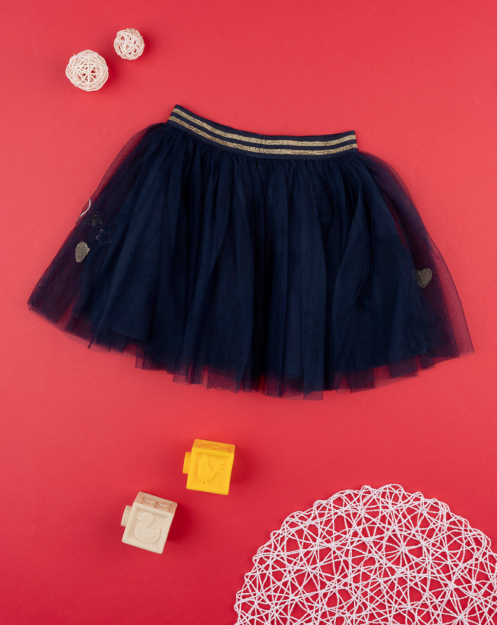 παιδική φούστα από τούλι μπλε με καρδούλες για κορίτσι - Prénatal