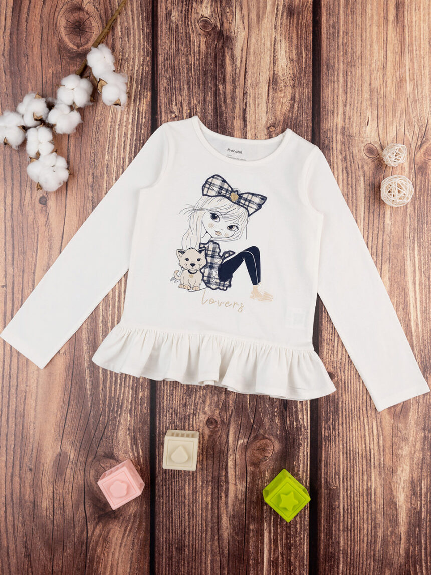 παιδική μπλούζα λευκή με σκυλάκι για κορίτσι - Prénatal