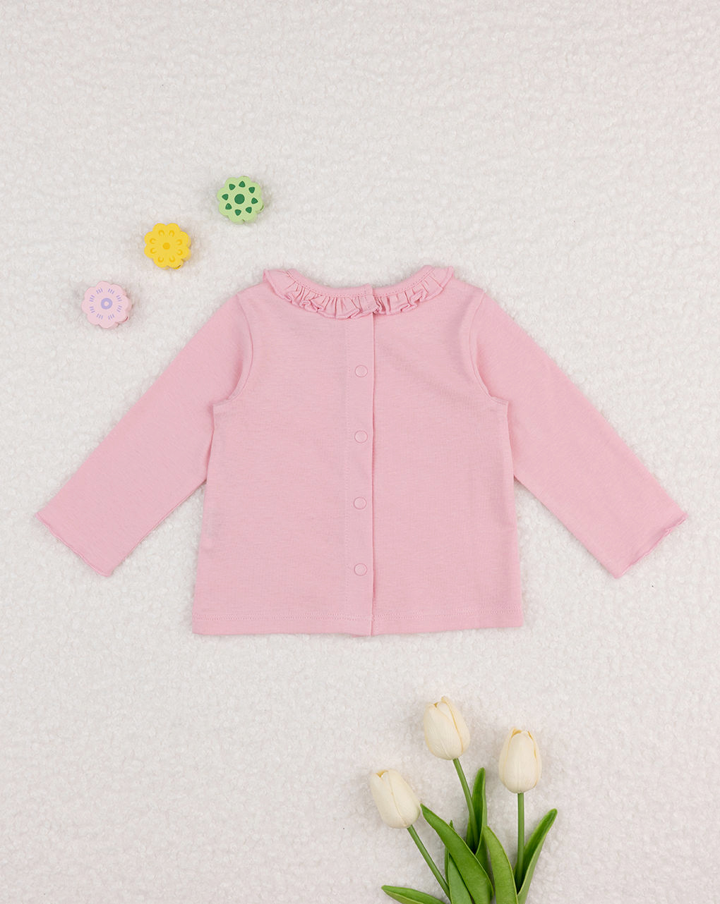 βρεφικό μπλουζάκι ροζ με λουλούδια για κορίτσι - Prénatal
