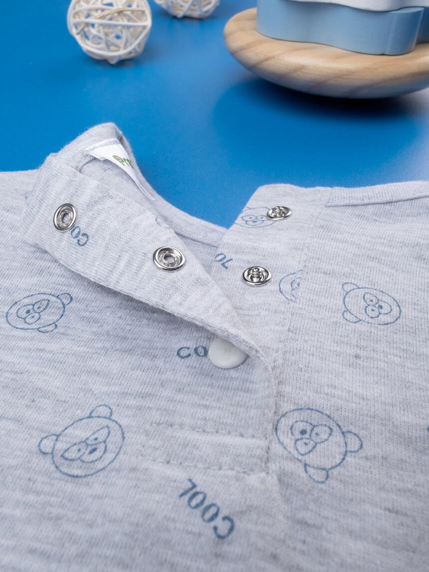 βρεφικό μπλουζάκι γκρι με αρκουδάκια για αγόρι - Prénatal