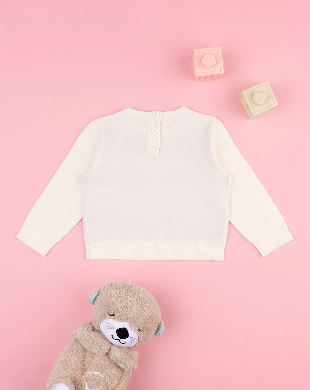 βρεφικό πουλόβερ λευκό με αρκουδάκια για κορίτσι - Prénatal