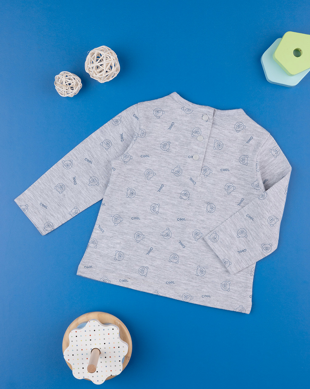 βρεφικό μπλουζάκι γκρι με αρκουδάκια για αγόρι - Prénatal