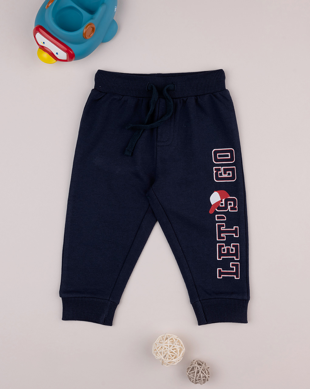 βρεφικό παντελόνι φούτερ μπλε με baseball για αγόρι - Prénatal