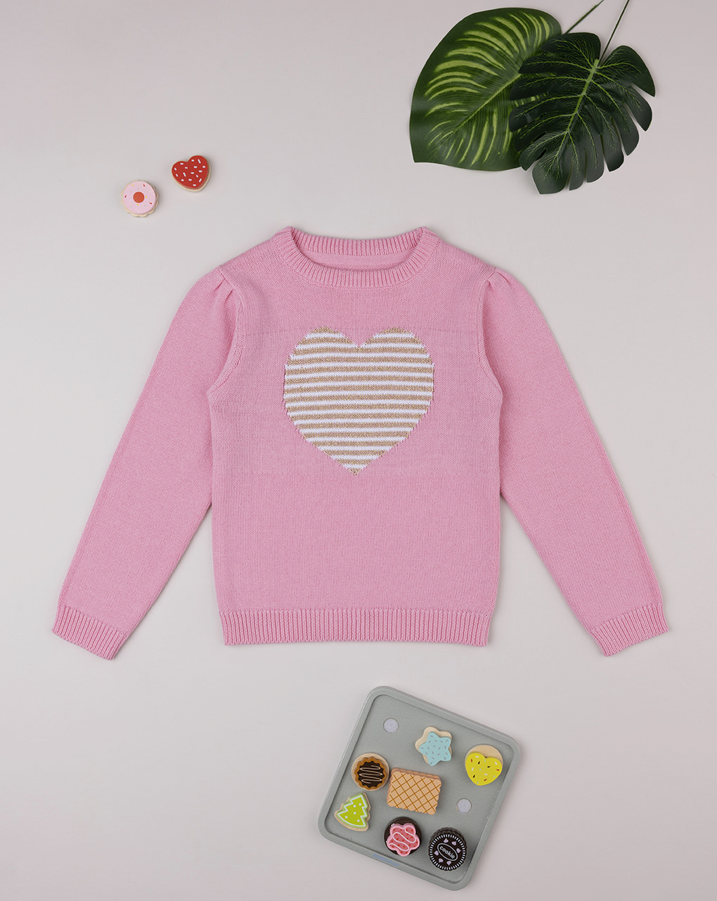 παιδικό πουλόβερ ροζ με καρδούλα για κορίτσι - Prénatal