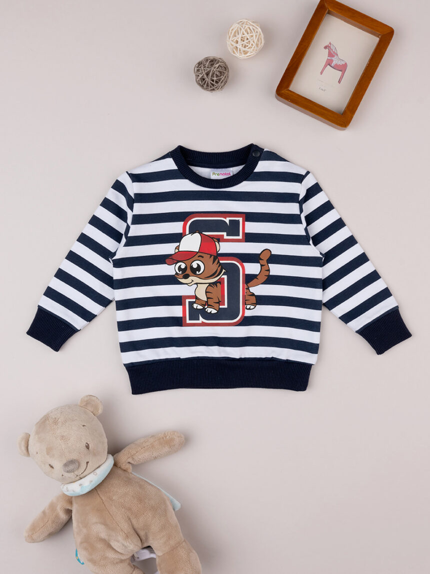 βρεφική μπλούζα φούτερ ριγέ με τιγράκι για αγόρι - Prénatal