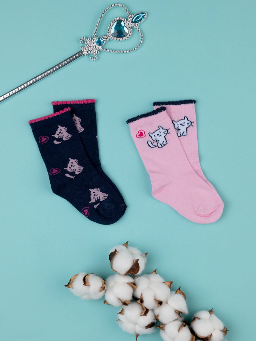 βρεφικές κάλτσες με γατάκια πακέτο x2 για κορίτσι - Prénatal