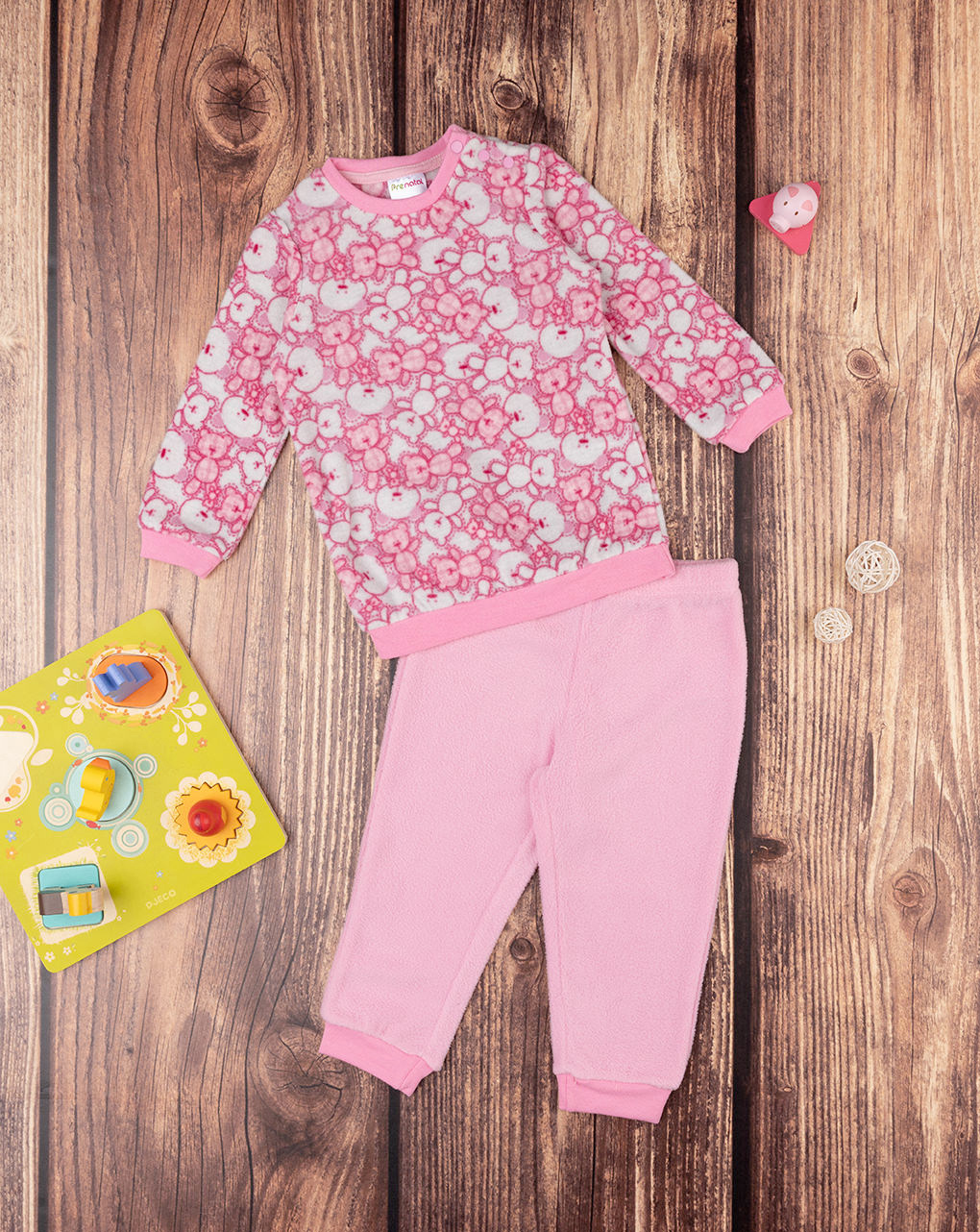 βρεφική πιτζάμα ροζ με αρκουδάκια για κορίτσι - Prénatal