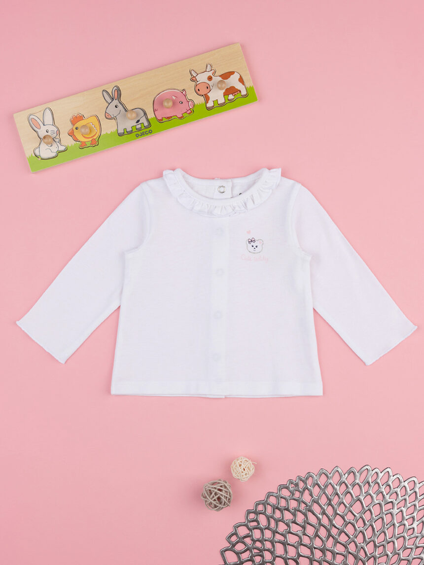 βρεφικό μπλουζάκι λευκό με αρκουδάκι για κορίτσι - Prénatal