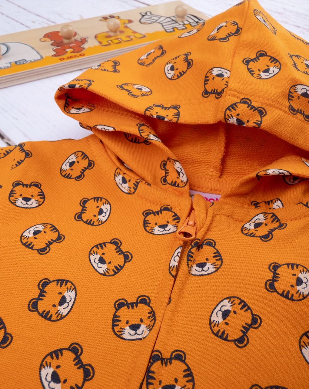 βρεφική ζακέτα φόρμας πορτοκαλί με τιγράκια για αγόρι - Prénatal