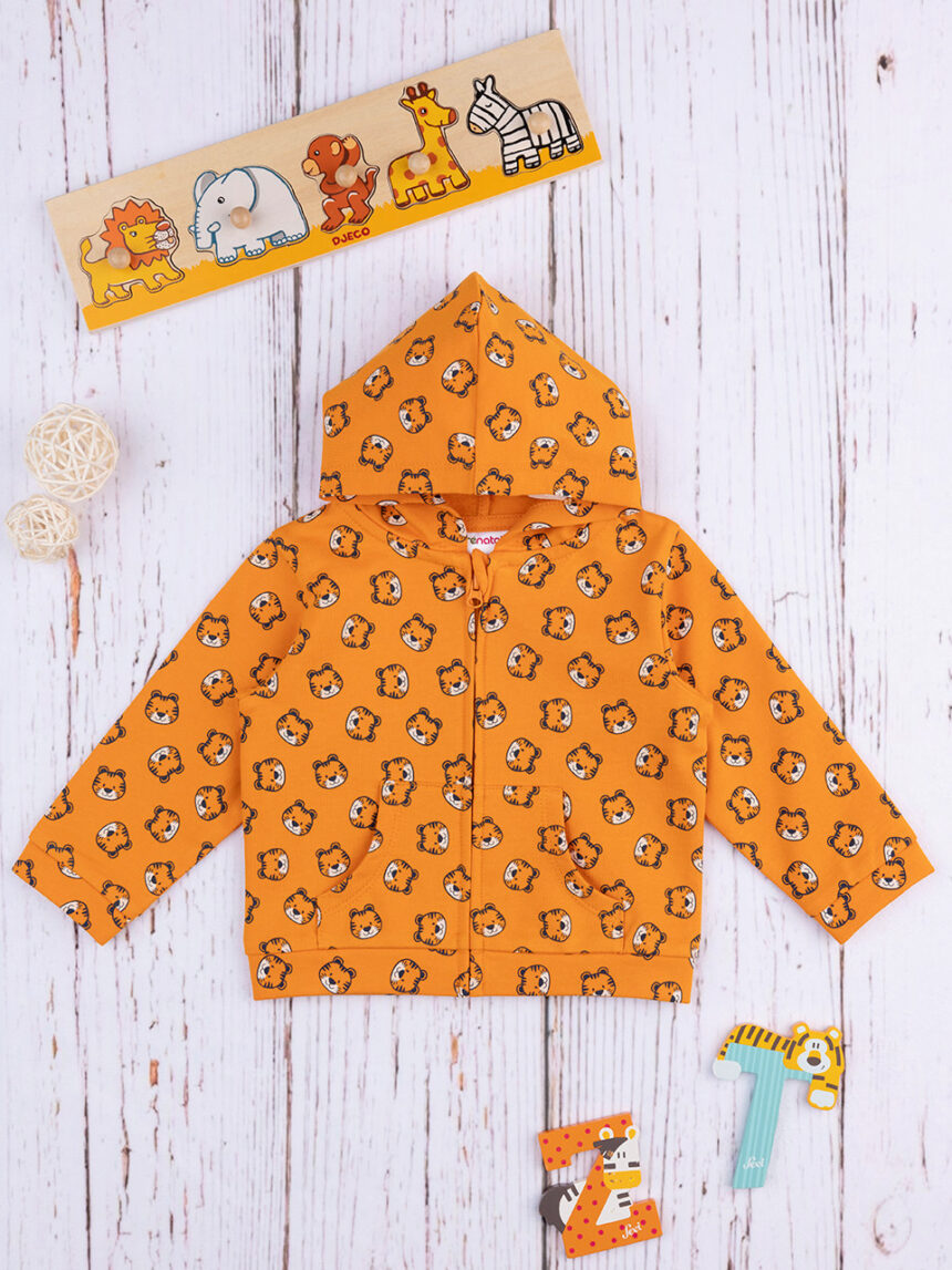 βρεφική ζακέτα φόρμας πορτοκαλί με τιγράκια για αγόρι - Prénatal