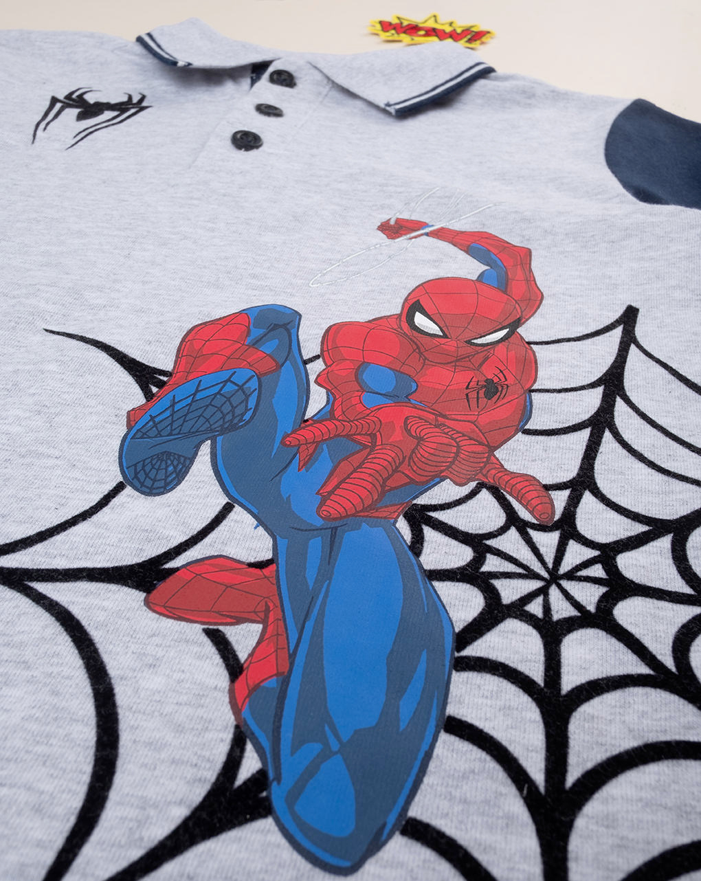 παιδική μπλούζα πόλο γκρι με το spiderman για αγόρι - Prénatal