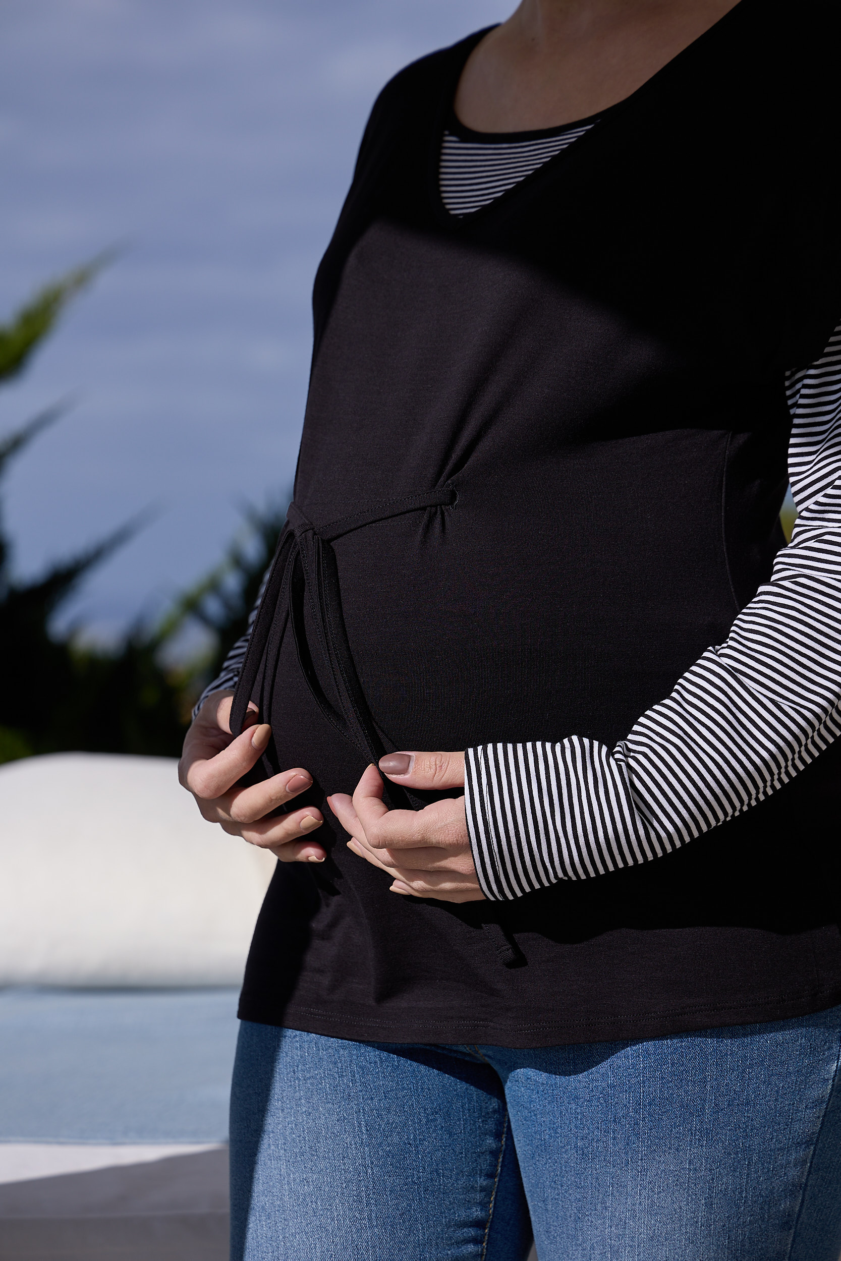 γυναικεία μπλούζα εγκυμοσύνης μαύρη ριγέ - Prénatal