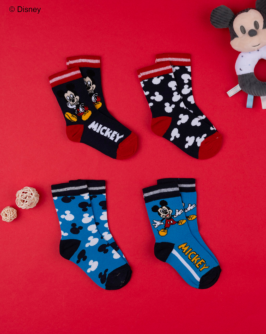 βρεφικές κάλτσες με το mickey πακέτο x4 για αγόρι - Prénatal