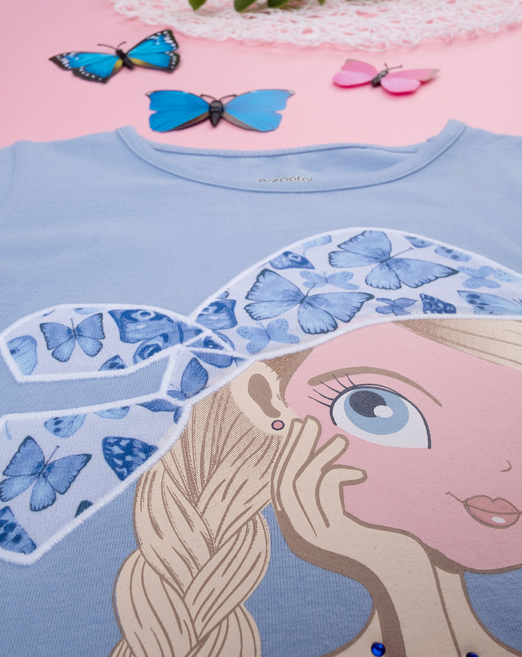 παιδική μπλούζα μπλε με πεταλούδες για κορίτσι - Prénatal