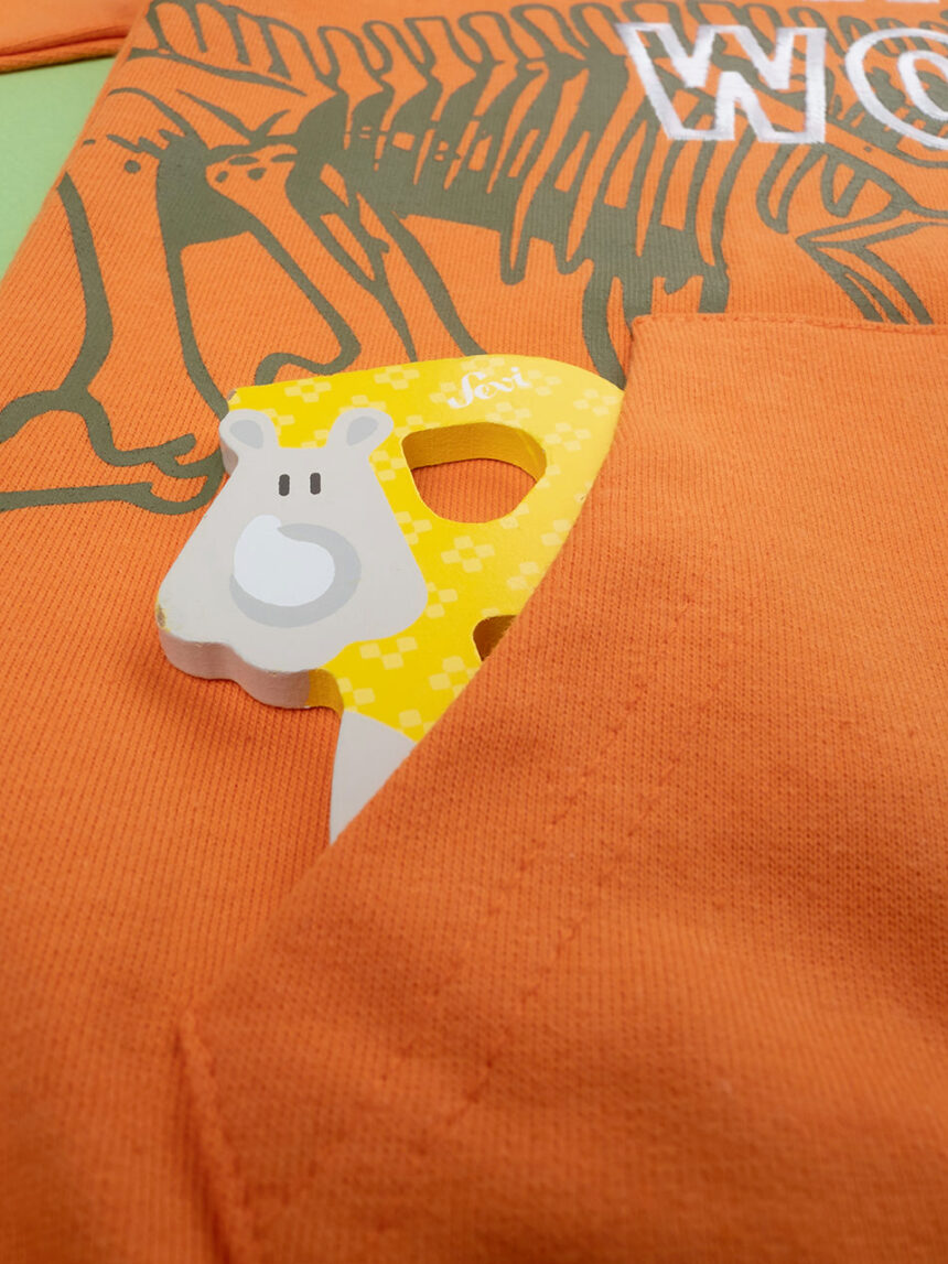 παιδική μπλούζα φούτερ πορτοκαλί με δεινόσαυρο για αγόρι - Prénatal