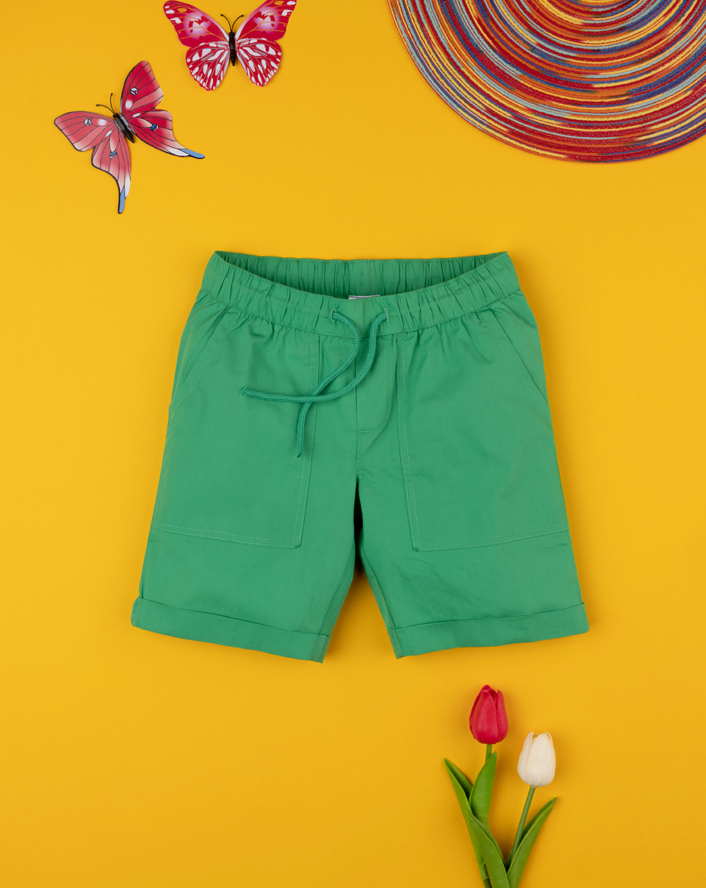 παιδική βερμούδα πράσινη ποπλίνα για αγόρι - Prénatal